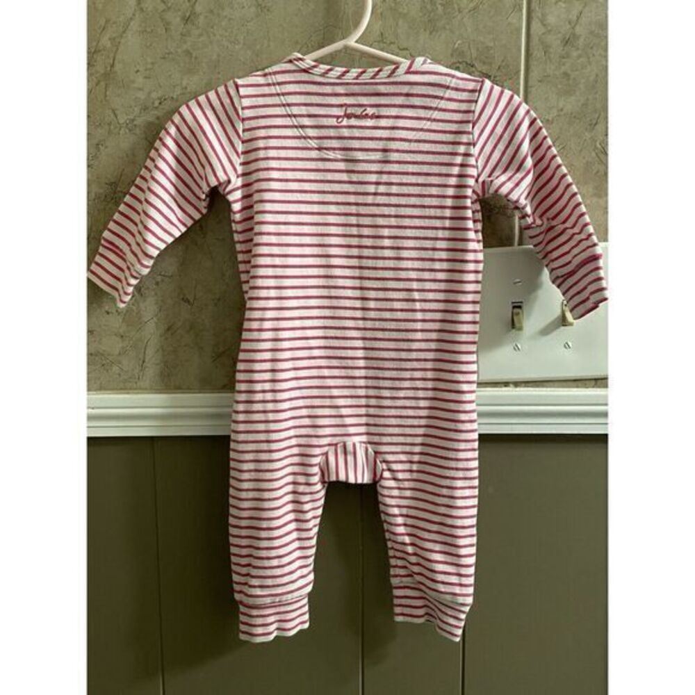 Joules Clothing Pink White Striped Plays it Baby Girl Size 3-6 M Mice Skating - Picture 3 of 5